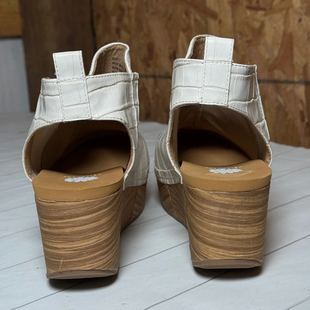 Yellow Box Ivory Wedges Closed Toe Platform Clogs Boho Disco Spring Summer US 9